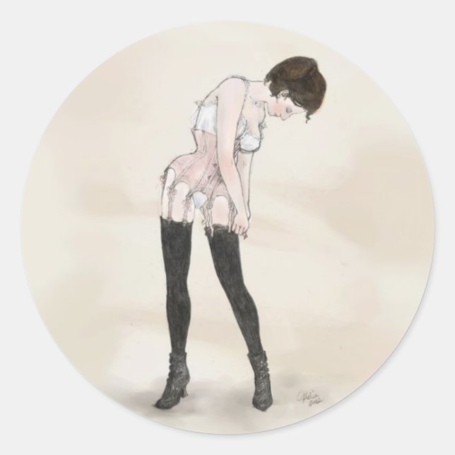 Adjusting Stockings Classic Round Sticker (Front)