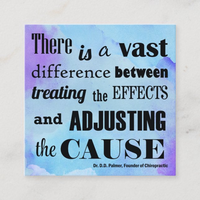 Adjusting The Cause Watercolor Chiropractic Square Business Card (Front)