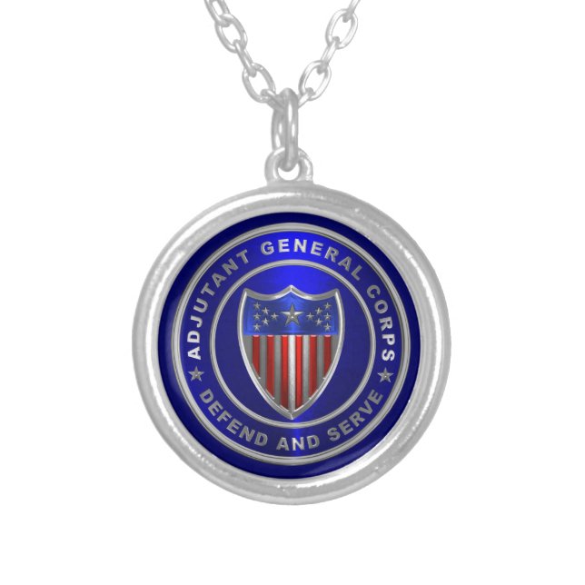 Adjutant General Corps AG Silver Plated Necklace (Front)