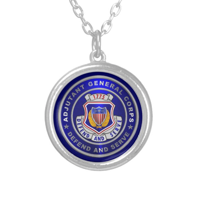 Adjutant General Corps AG Silver Plated Necklace (Front)