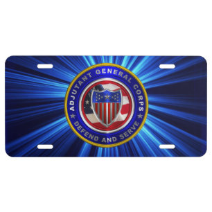 Adjutant General Corps Cobalt Sunburst License Plate