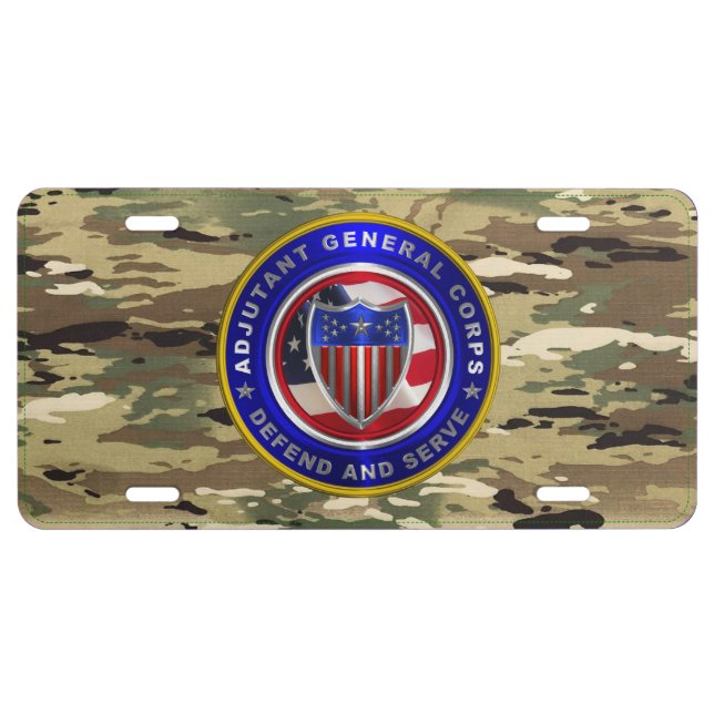 Adjutant General Corps Customized Camo License Plate (Front)