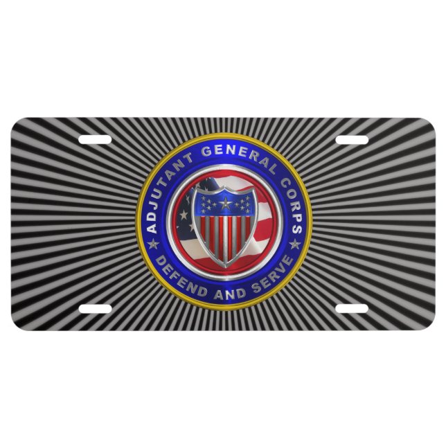 Adjutant General Corps Customized Sunburst License Plate (Front)
