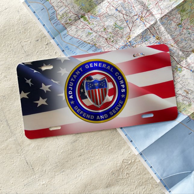 Adjutant General Corps Proud Soldier License Plate (In Situ)