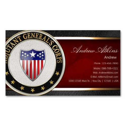 Adjutant Generals Corps Branch Insignia 3D Magnetic Business Card