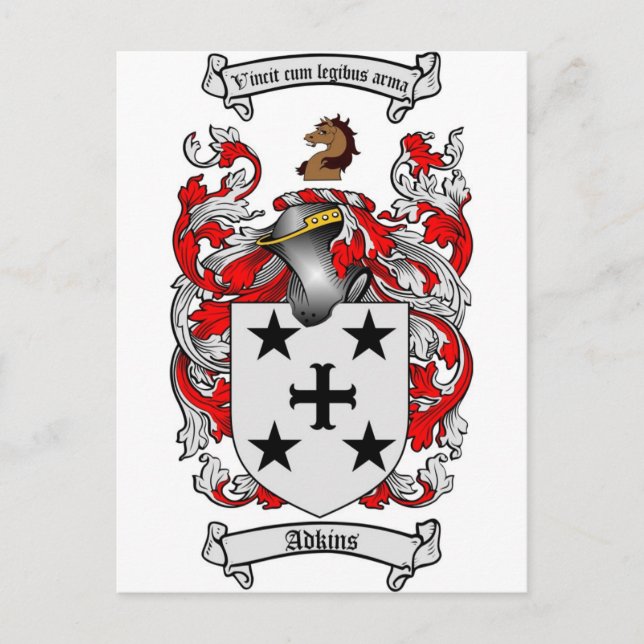 Adkins Coat of Arms / Adkins Family Crest Postcard (Front)