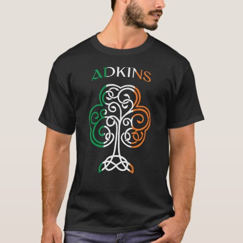 ADKINS Irish Name Shamrock Ireland Flag Family T_Shirt