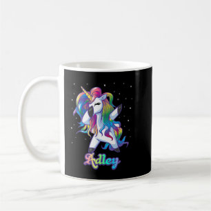 ADLEY Name Personalized Custom Rainbow Unicorn Dab Coffee Mug