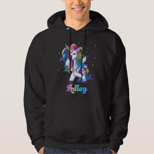 ADLEY Name Personalized Custom Rainbow Unicorn Dab Hoodie
