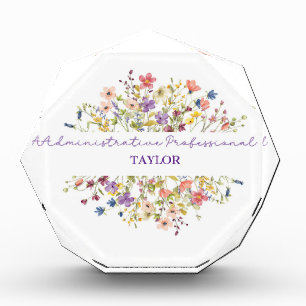 Admin Pro Day Personalize Delicate Wildflowers Acrylic Award