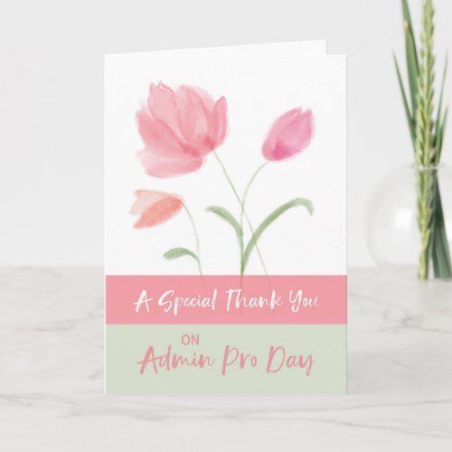 Admin Pro Day Thank You Pink Flowers Card