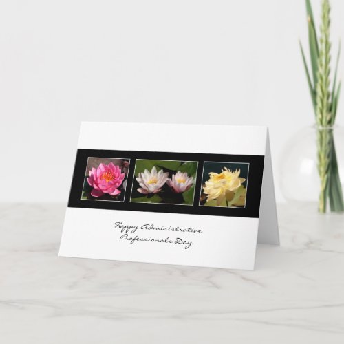 Admin Pro Day Water Lilies 3 pics blank front Thank You Card
