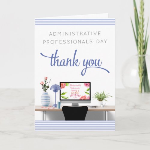 Admin Professionals Day Card _ Office _ Blue White