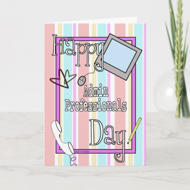 Admin Professionals Day with Stripes and Phone Card (Front)