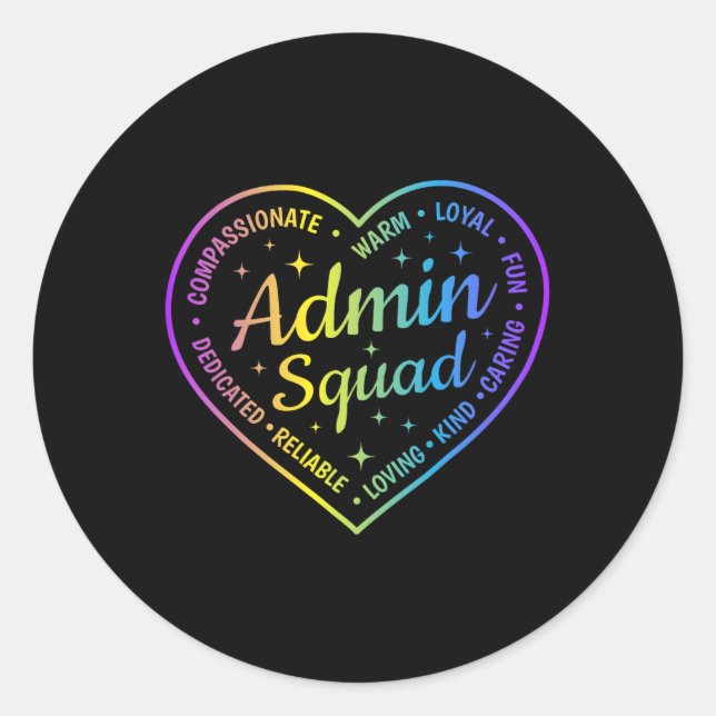 Admin Squad Definition Admin Istant Crew Back To S Classic Round Sticker (Front)