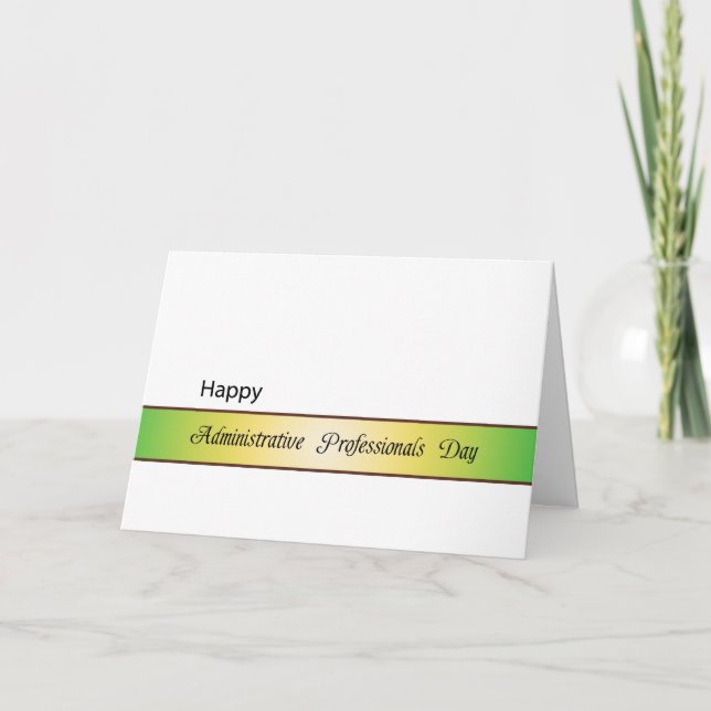 Admininistrative Professionals Day-Green Yellow Thank You Card (Front)