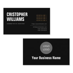 Administrative Assistant Black Icons Logo Business Card