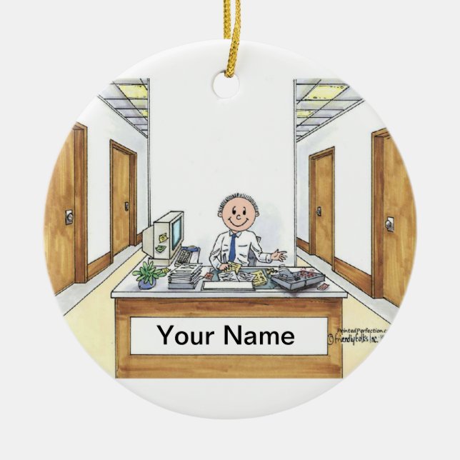 Administrative Assistant - Male Ceramic Ornament (Front)