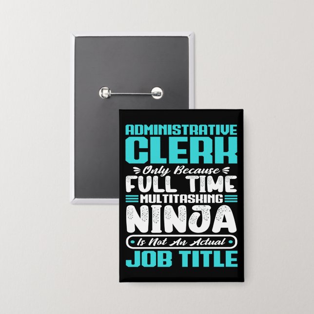 Administrative Clerk Job Title Profession Skills Button (Front/Back)