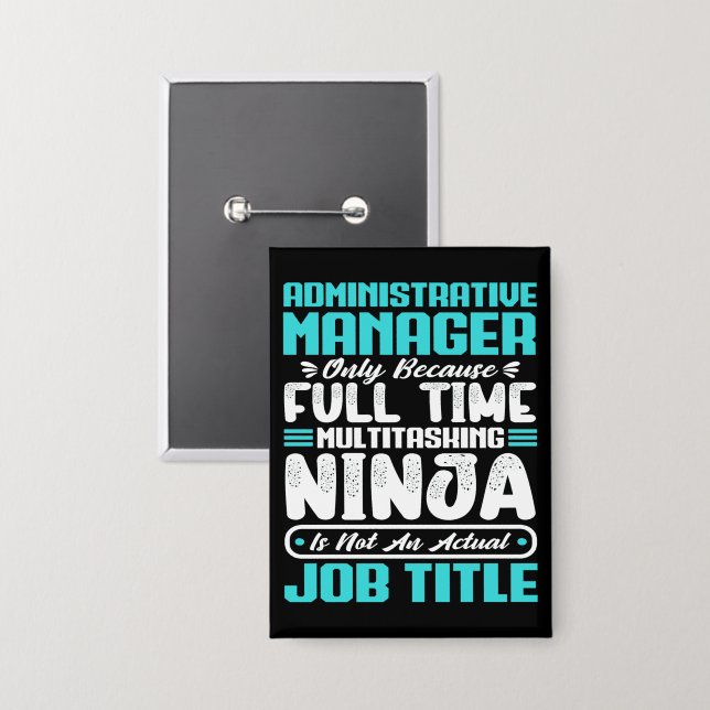 Administrative Manager Job Title Profession Skills Button (Front/Back)