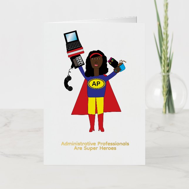 Administrative Professional Black Super Hero  Foil Greeting Card (Front)