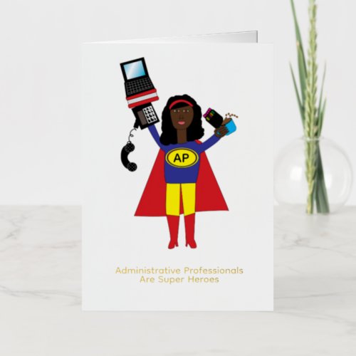 Administrative Professional Black Super Hero  Foil Greeting Card