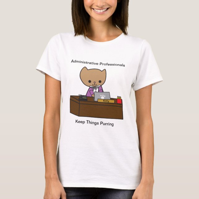 Administrative Professional Cute Cat Personalize T-Shirt (Front)