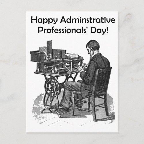 Administrative Professional Day Male Typist Art Postcard