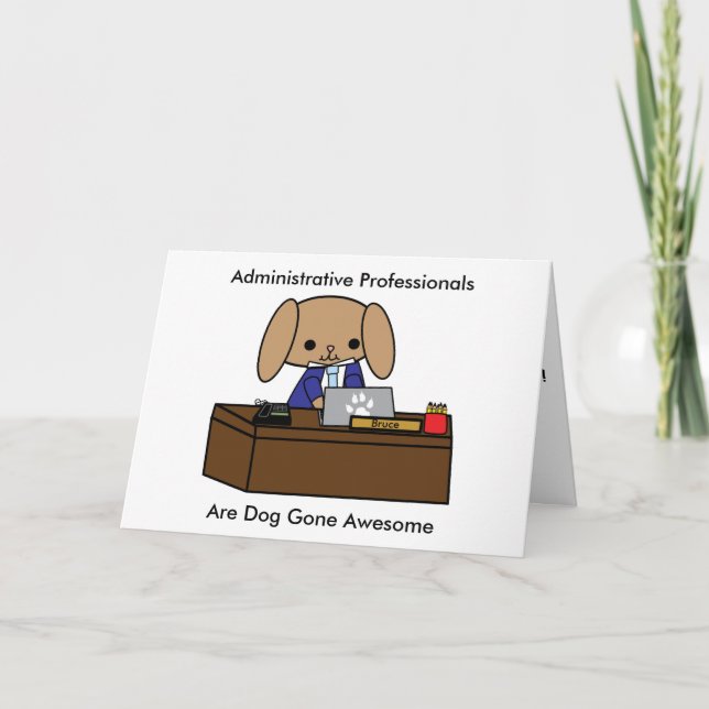 Administrative Professional Male Dog Personalize Card (Front)
