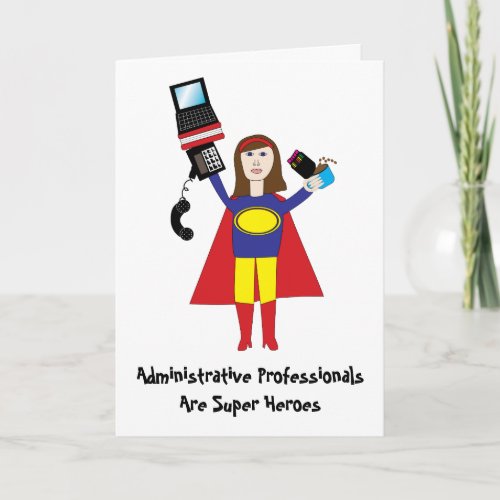 Administrative Professional Super Hero Brunette  Card