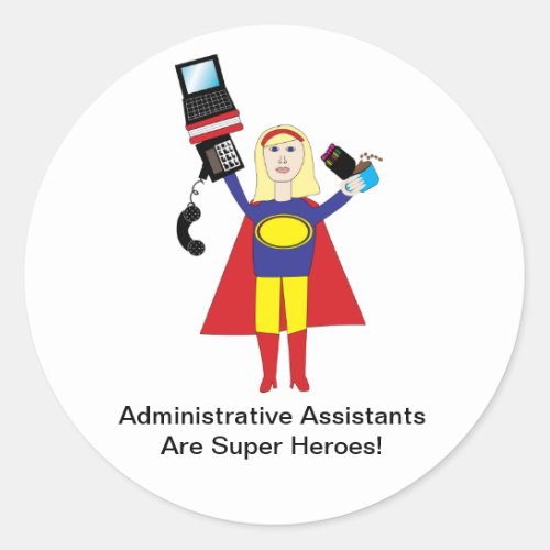 Administrative Professional Super Hero Personalize Classic Round Sticker