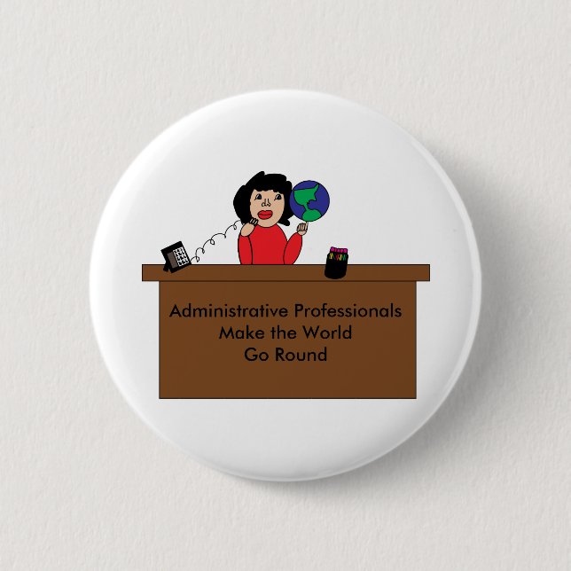 Administrative Professional World (Dark Hair) Button (Front)