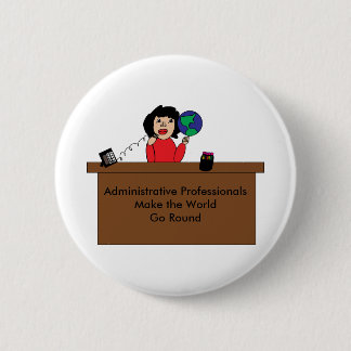 Administrative Professional World (Dark Hair) Button