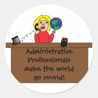 Administrative Professional World Personalize Classic Round Sticker