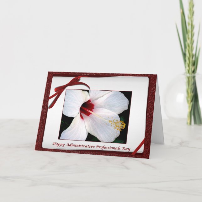 Administrative Professionals Day White Hibiscus Card (Front)