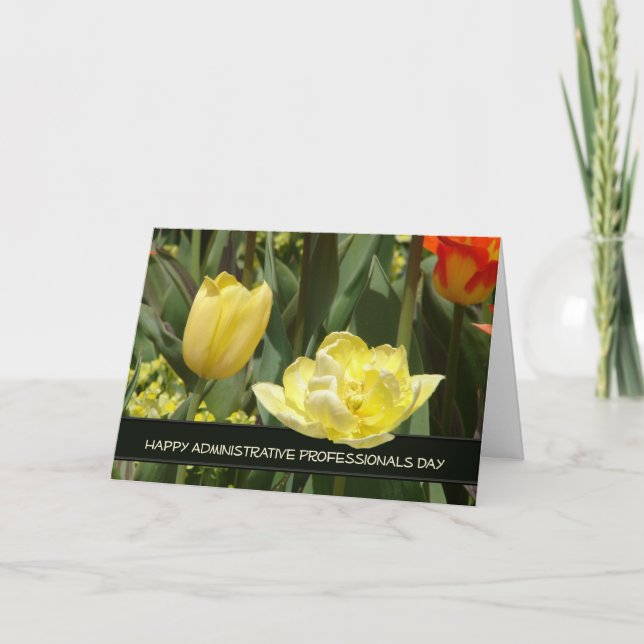 Administrative Professionals Day-Yellow Tulips Thank You Card (Front)