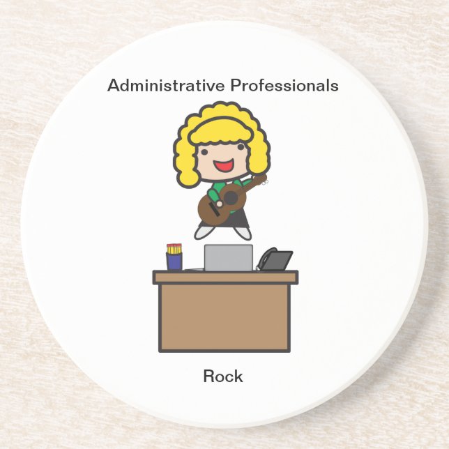 Administrative Professionals Rock (Blonde) Drink Coaster (Front)