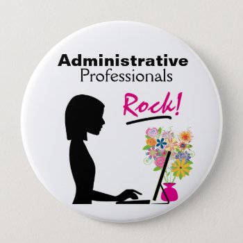 Administrative Professionals Rock Pin by schoolpsychdesigns at Zazzle