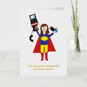 Administrative Professionals Super Heroes Brunette Foil Greeting Card