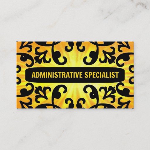 Customizable Administrative Specialist Sunshine Damask Business Card