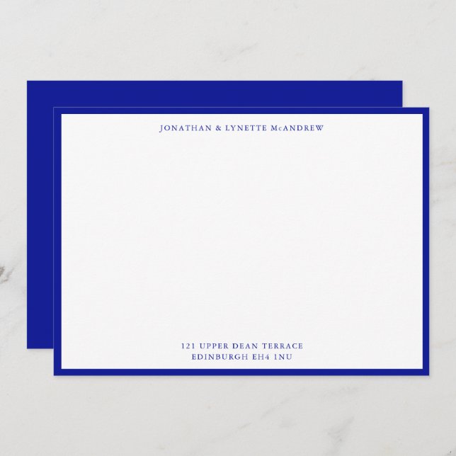 Admiral Blue Classic Border Flat Note Card (Front/Back)