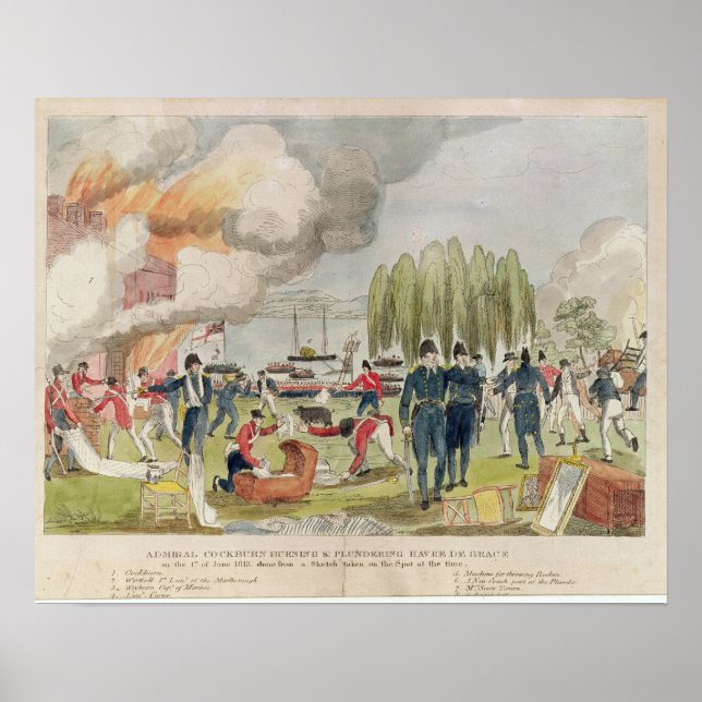 Admiral Cockburn burning and plundering Poster (Front)