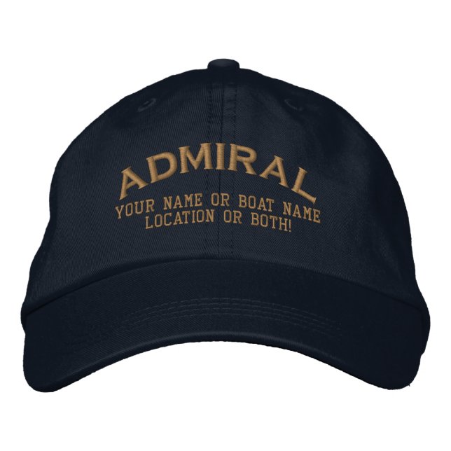 Admiral Custom Your Name Boat Local Embroidered Baseball Cap (Front)