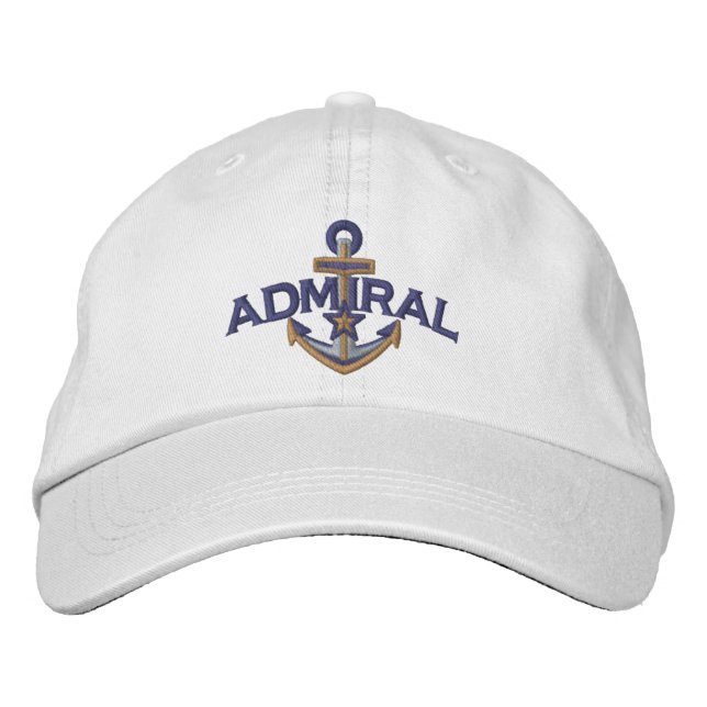 Admiral Nautical Star Anchor Embroidery Embroidered Baseball Cap (Front)