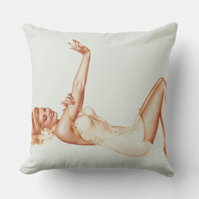 Admiration Pin-up Girl Art by Alberto Vargas Throw Pillow (Front)