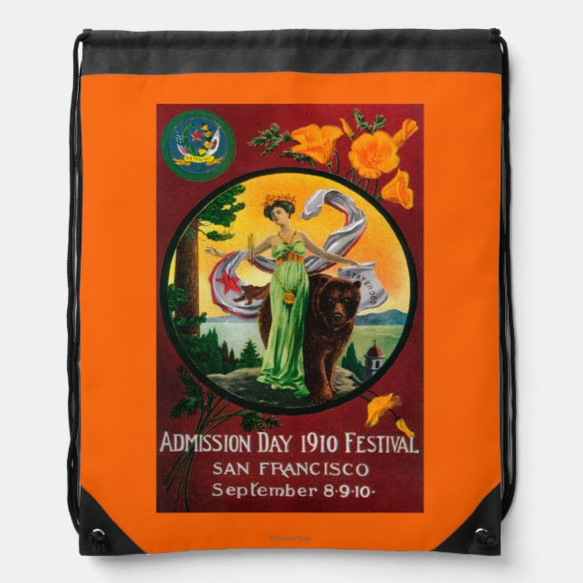 Admission Day Advertisment, State Festival Drawstring Bag (Front)
