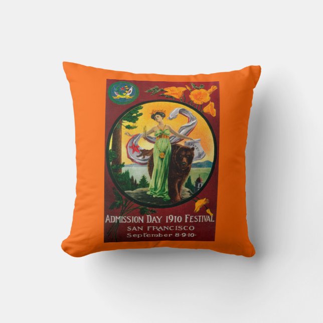 Admission Day Advertisment, State Festival Throw Pillow (Front)