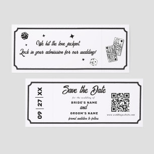 Admission Las Vegas Casino Wedding Save the Date Raffle Tickets