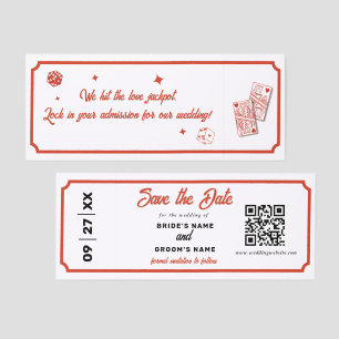 Admission Las Vegas Casino Wedding Save the Date Raffle Tickets