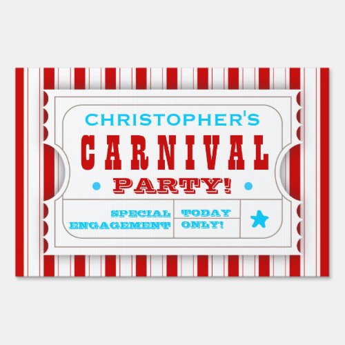 Admission Red White Carnival Birthday Party Sign